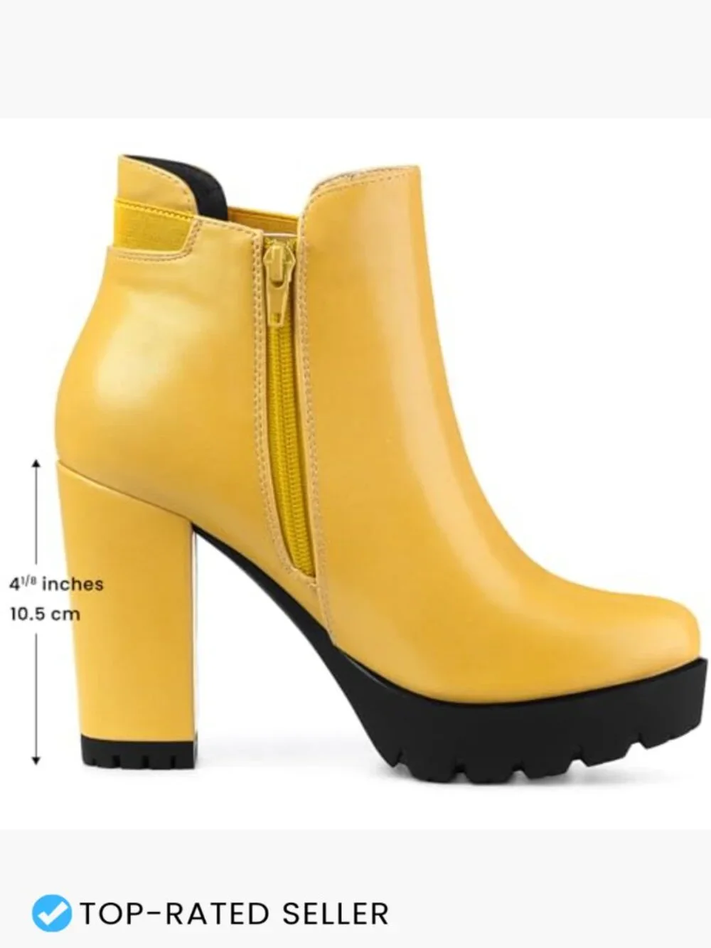 Chunky High Heel Platform Ankle Boots Chelsea Side Zip Block Heel Faux Leather